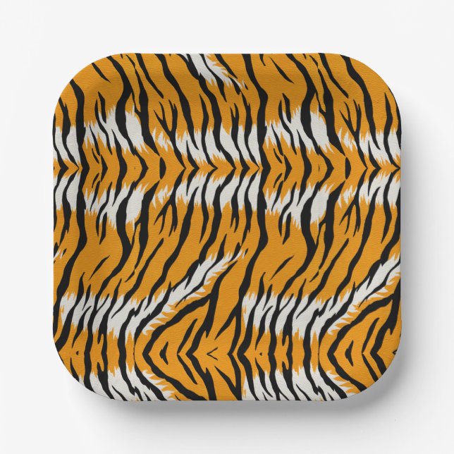 Tiger Skin Animal Print Design Pappteller (Vorderseite)