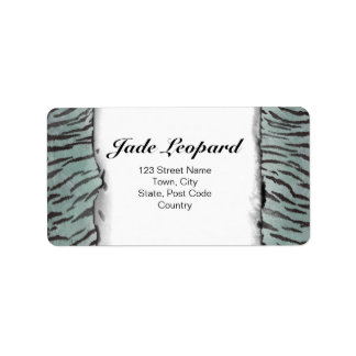 Tiger Skin Print in Minty Jade Adressaufkleber
