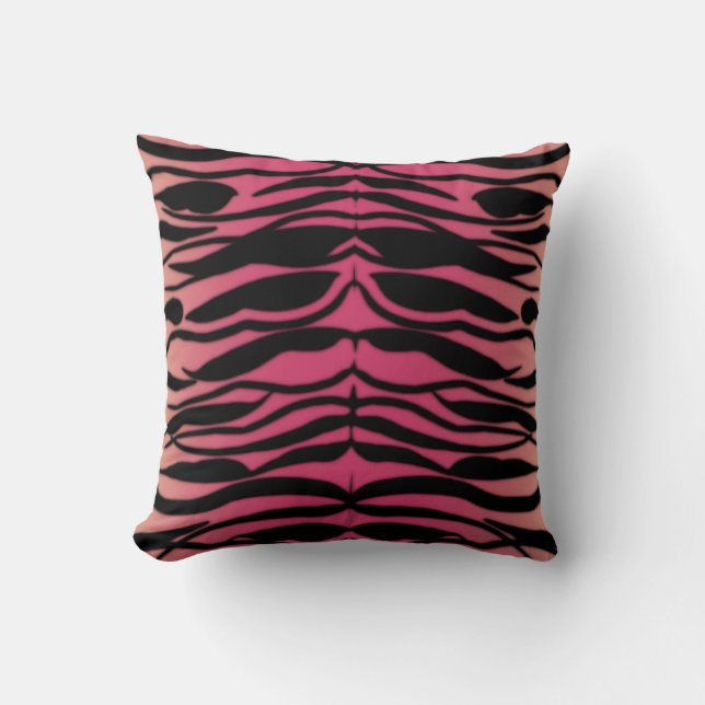 Tiger Skin Striping Muster in Himbeerrosa Kissen (Vorderseite)