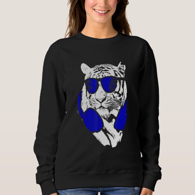 Tiger Sonnenbrille Kopfhörer Festival Musik Fan Ti Sweatshirt (Vorderseite)