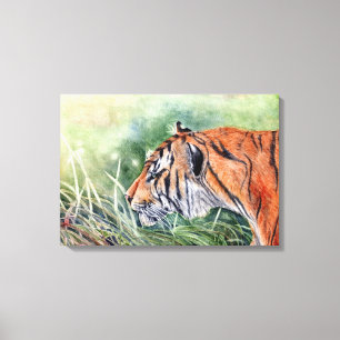 Tiger Spaziergang durch Dschungel Leinwanddruck