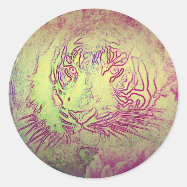 Tiger Spring Runder Aufkleber (Vorderseite)