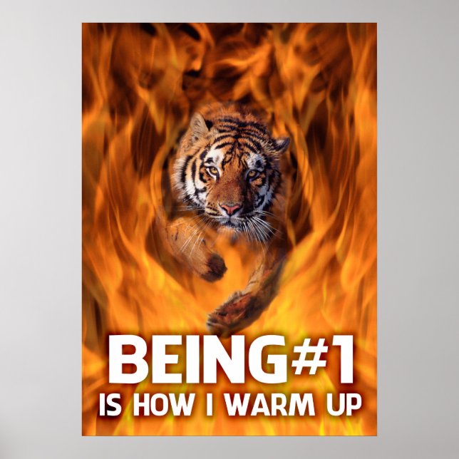 Tiger springt durch Flammen Poster (Vorne)
