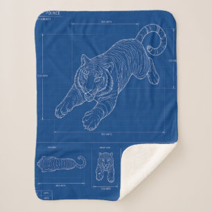 Tiger-Sprung-Blueprint – Technisches Linienkunstpl Sherpadecke