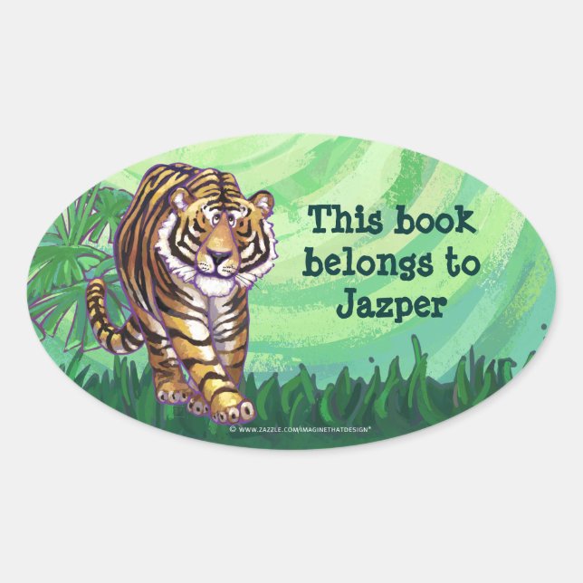 Tiger Stationery Ovaler Aufkleber (Vorderseite)
