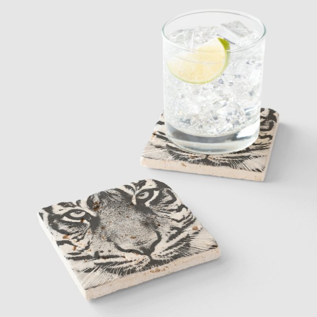 Tiger Steinuntersetzer (Seitenansicht)