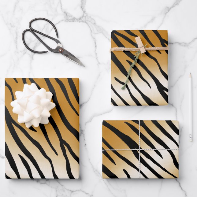 Tiger Streifen Exotic Animal Print Geschenkpapier Set (Vorderseite)