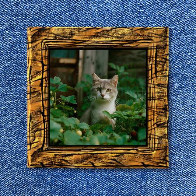 Tiger-Streifen-Fotobild-Button Button (Tiger Stripes Photo Frame Button)