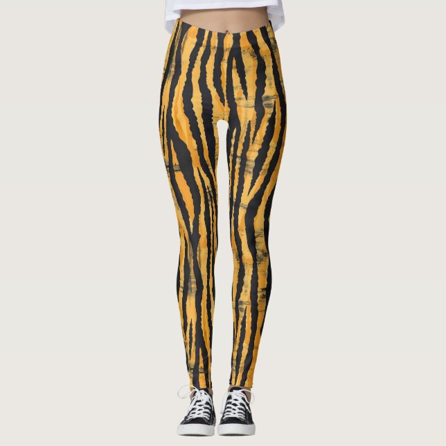 Tiger Streifen Klassisches Muster Leggings (Vorderseite)