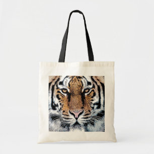 Tiger Streifen Portrait in Grafik-Press-Stil Tragetasche