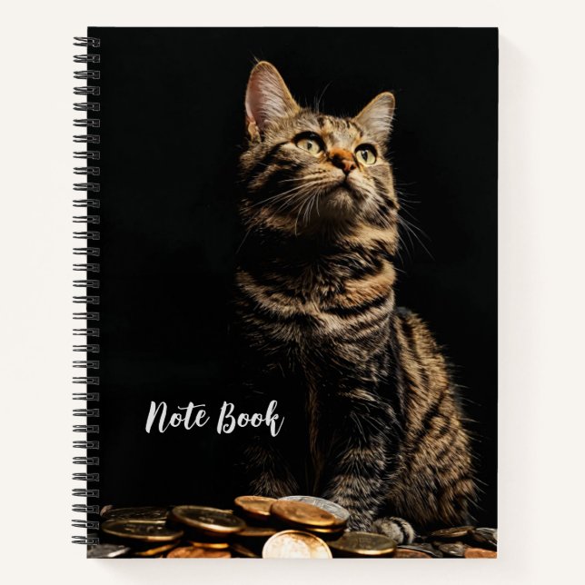 Tiger Stripe Niedlich Cat Print Spiral Notebook Notizbuch (Vorderseite)