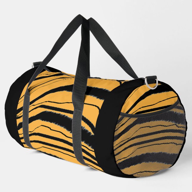 Tiger Stripe Print Athletic Gym Travel Travel On Duffle Bag (Rechte Ecke)