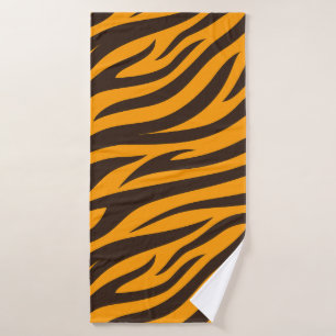 Tiger Stripe schwarz Orange Wildtier Hautmuster Badehandtuch
