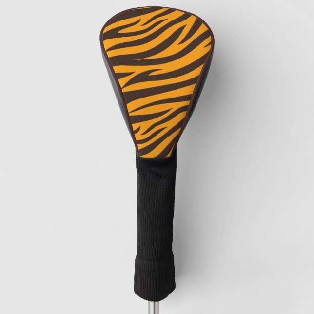 Tiger Stripe schwarz Orange Wildtier Hautmuster Golf Headcover (Vorderseite)