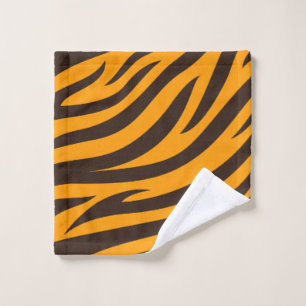 Tiger Stripe schwarz Orange Wildtier Hautmuster Waschlappen