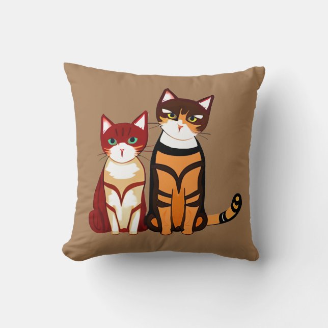 Tiger Striped Cat und Ginger Kitten Kissen (Vorderseite)