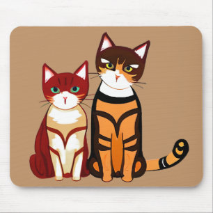 Tiger Striped Cat und Ginger Kitten Mousepad
