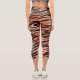 Tiger Stripes Animal Fur Metallische Rose Gold Capri Leggings (Back)