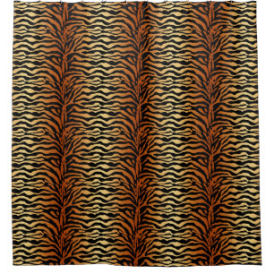Tiger Stripes Animal Print, Amber, Schwarz und Tan Duschvorhang
