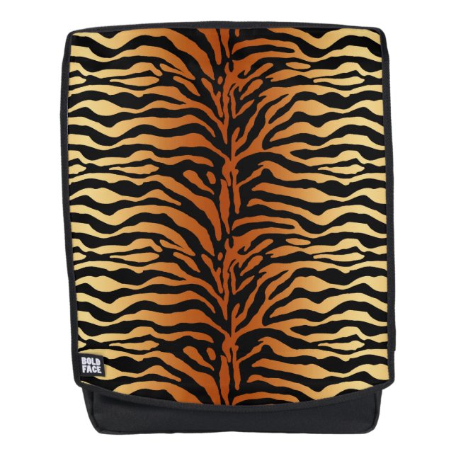Tiger Stripes Animal Print, Amber, Schwarz und Tan Rucksack (Vorderseite)