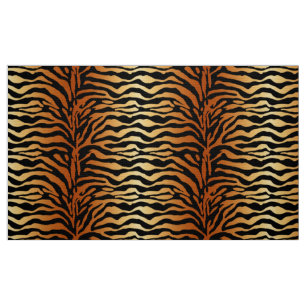 Tiger Stripes Animal Print, Amber, Schwarz und Tan Stoff