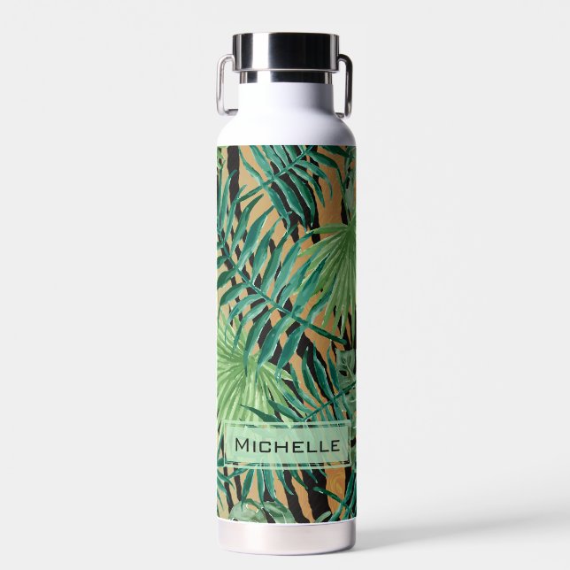 Tiger Stripes Jungle Camouflage Personalised Trinkflasche (Vorne)