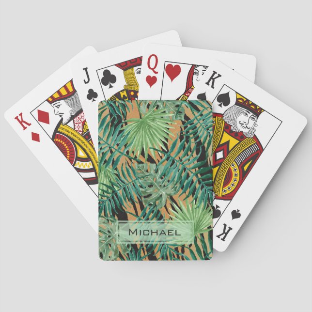 Tiger Stripes Jungle Camouflage Personalisiert Spielkarten (Rückseite)