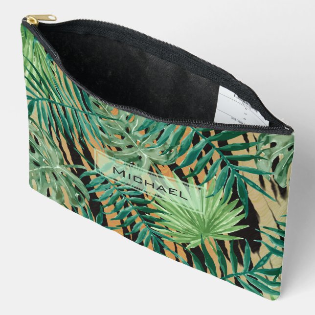 Tiger Stripes Jungle Camouflage Personalisiert Zubehörtasche (Offen)