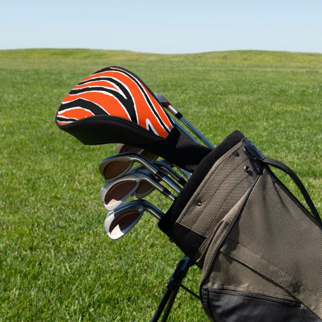 Tiger Stripes Orange Schwarzes Muster Golf Headcover (In SItu)