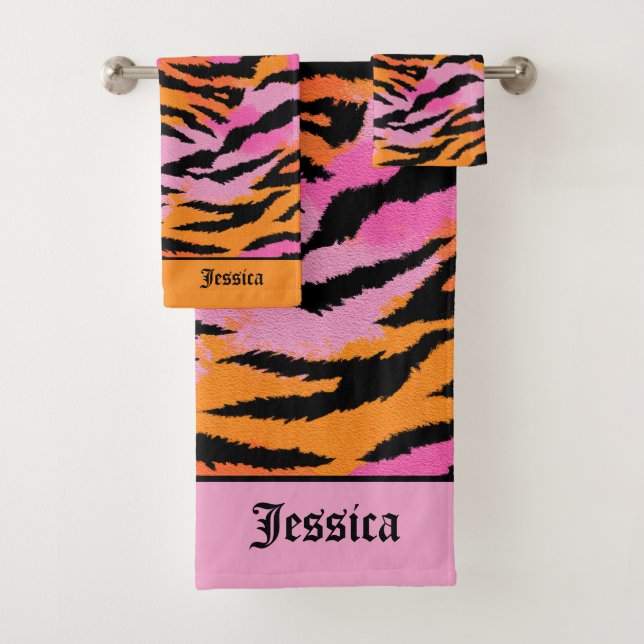 Tiger Stripes Poster de animal Lavande et Orange N (En situation)