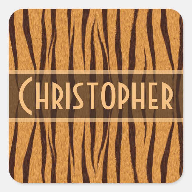 Tiger Stripes Skin-Muster personalisieren Quadratischer Aufkleber (Vorderseite)