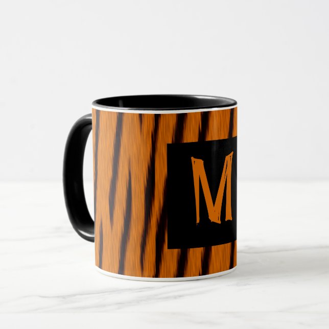 Tiger Striping Mit Monogramm Tasse (Vorderseite Links)