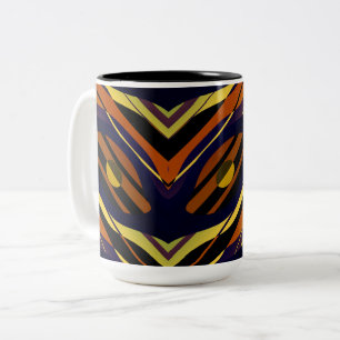 Tiger Sunset Orange Black Yellow Blue Pattern Zweifarbige Tasse