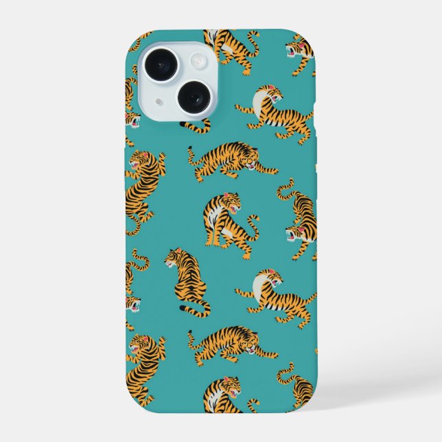 Tiger sur Motif Turquoise (Verso)