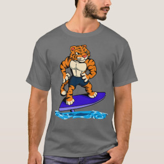 Tiger Surfbrett auf der Tragflächenplatte T-Shirt