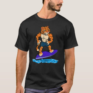 Tiger Surfbrett auf der Tragflächenplatte T-Shirt