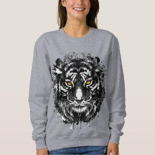 Tiger Sweatshirt   Schwarzer und Weißer Tiger Zeic