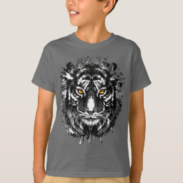 Tiger T - Shirt | Schwarzer und weißer Tiger Zeich