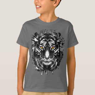 Tiger T - Shirt Schwarzer und weißer Tiger Zeich
