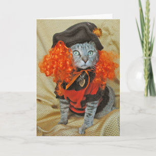 Tiger tabby cat Carte de sorcière Halloween