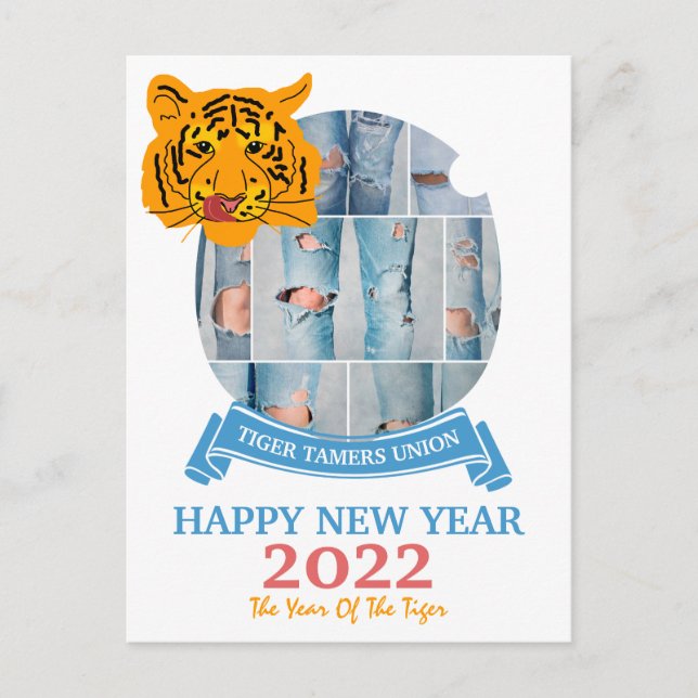 Tiger Tamers Gewerkschaft Frohes Neues Jahr 2022 Postkarte (Vorderseite)