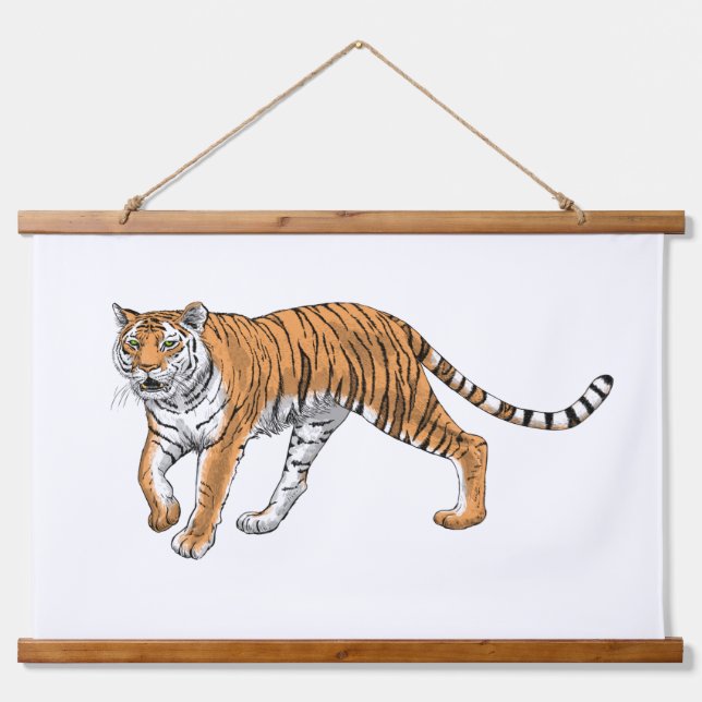 Tiger Tapestry Wandteppich Mit Holzrahmen (Vorne)