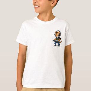 Tiger-Tastatur-DJ-Musiker-Hip-Hop-Kinder T-Shirt