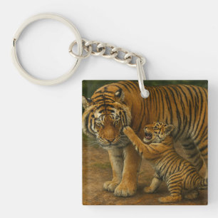 Tiger-Tenderness - Eltern und Küken im Wald Schlüsselanhänger