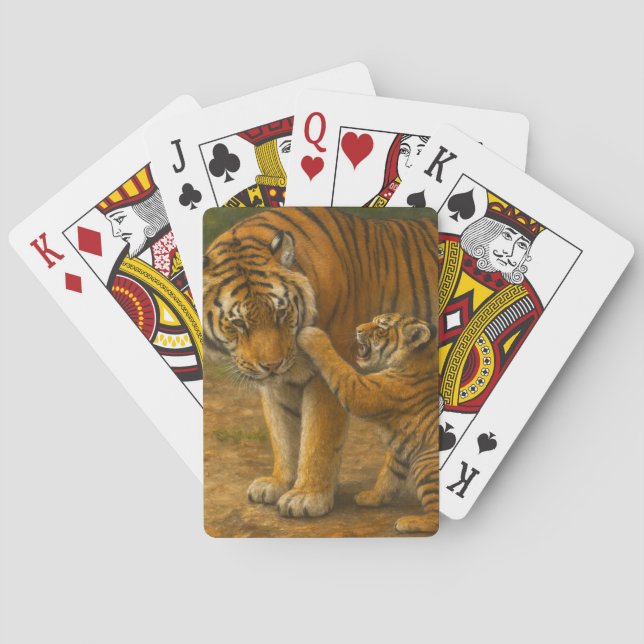 Tiger-Tenderness - Eltern und Küken im Wald Spielkarten (Rückseite)
