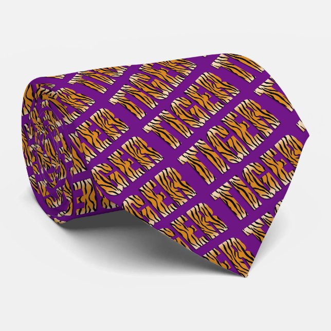 Tiger Text Tiger Print Team Mascot Necktie Krawatte (Gerollt)