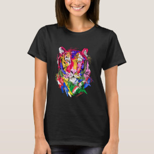 Tiger-Tiermotiv, farbenfroher Tierdruck-Kunst T-Shirt