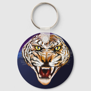 Tiger-Tiger, der helles Plakat brennt Schlüsselanhänger