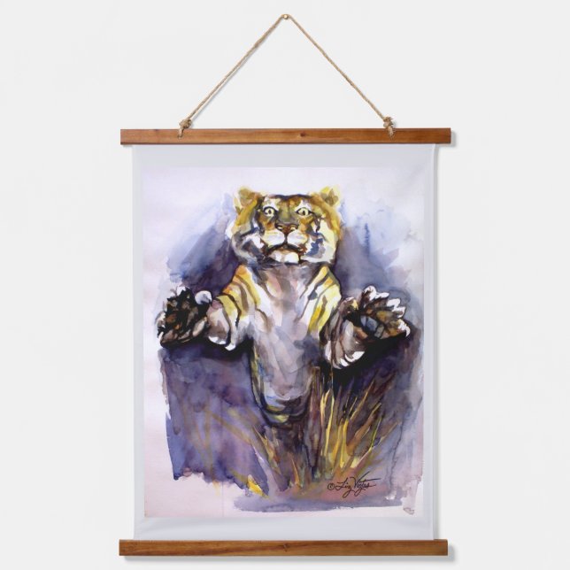 Tiger Tiger Hanging Tapestry Wandteppich Mit Holzrahmen (Vorderseite)