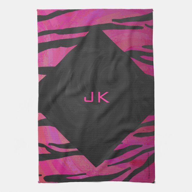 Tiger Tiger Hot Pink und Schwarz Print Muster Handtuch (Vertikal)